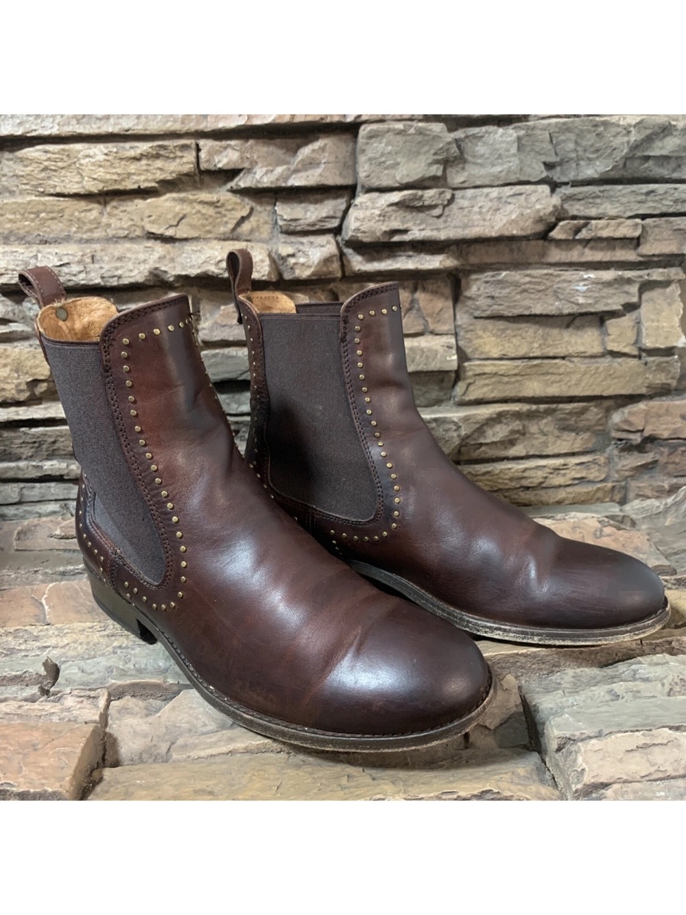 Frye Mahogany Brown Leather Chelsea Boots - Slip-On Ankle Boots